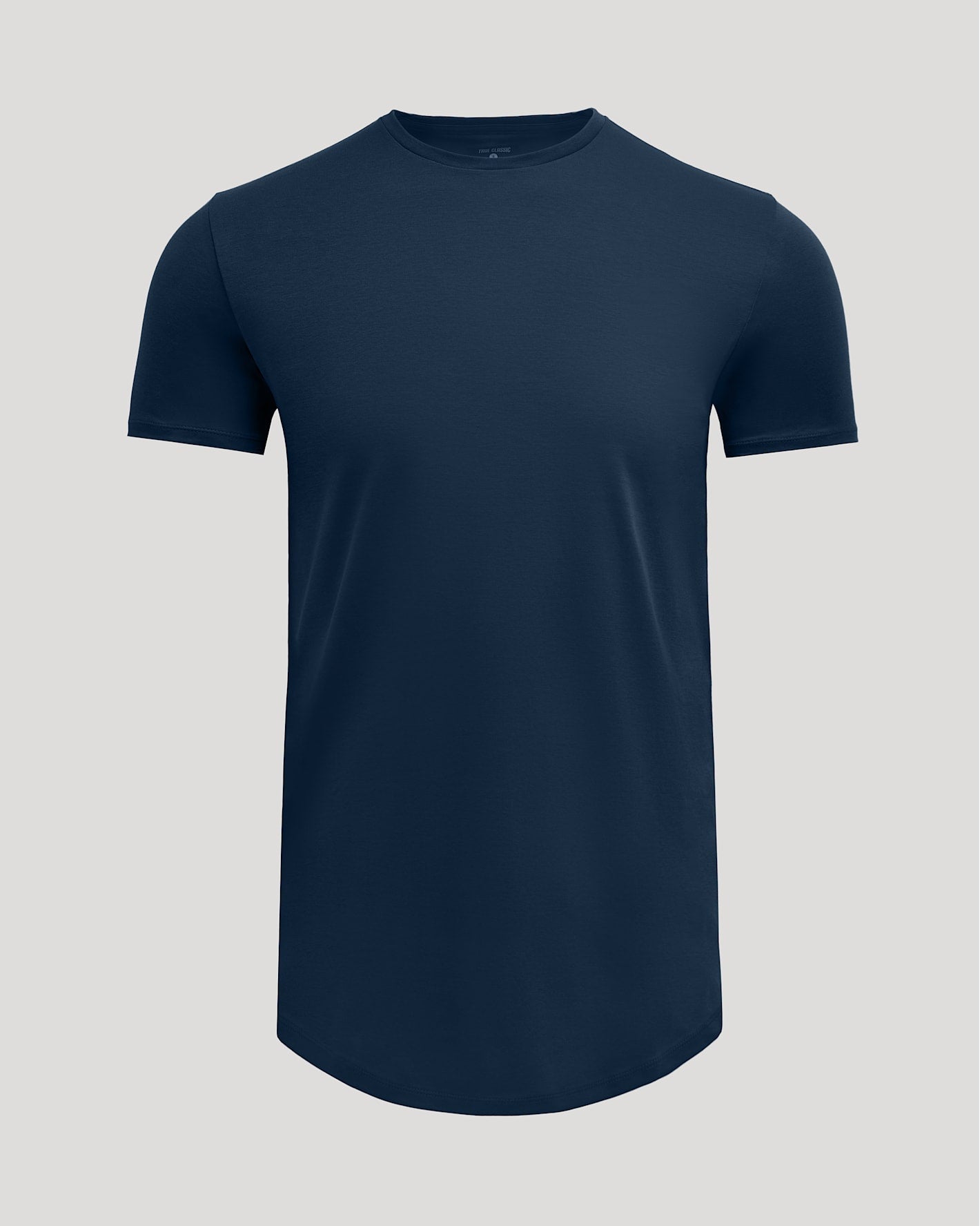 Navy Tall Pima Cotton Blend Curved Hem Crew