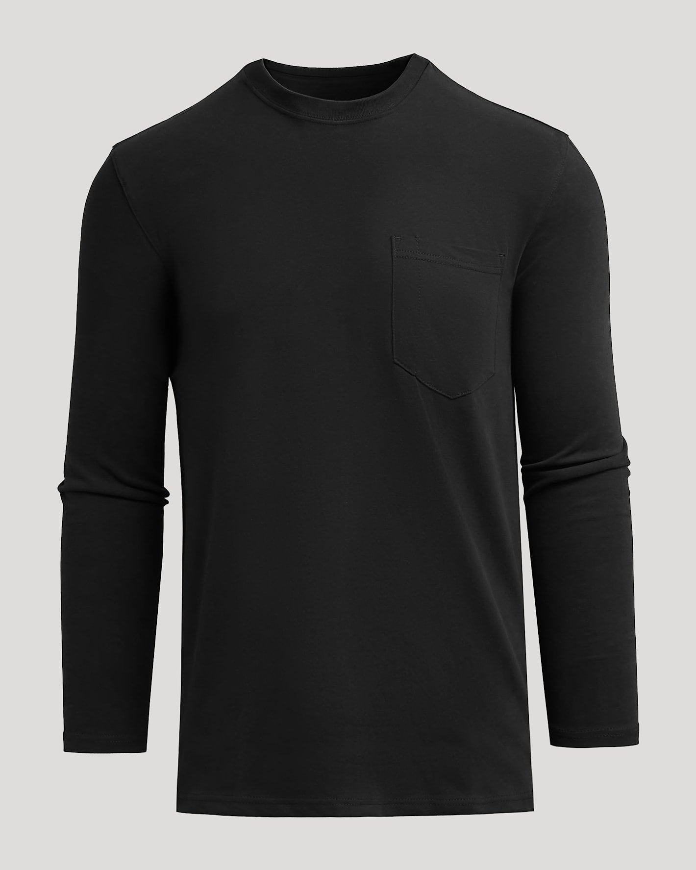 Black Tall Heavyweight Long Sleeve Pocket Crew