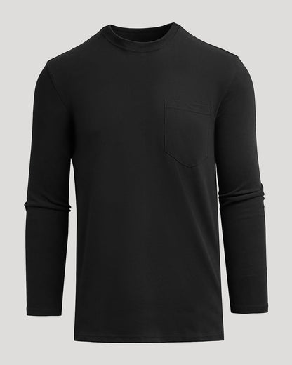Black Tall Heavyweight Long Sleeve Pocket Crew