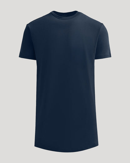 Navy Tall Heavyweight Curved Hem Crew