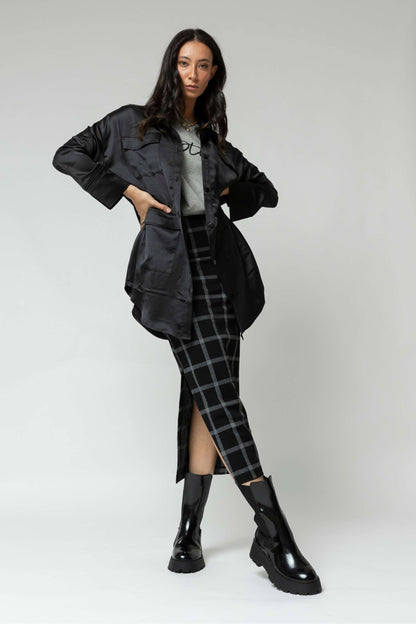 Black Satin Shacket