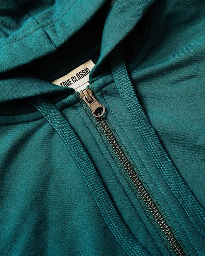 Womens Deep Emerald Crop Zip Hoodie