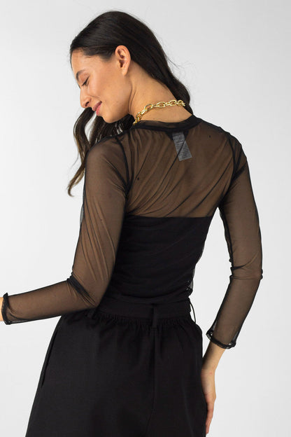 Black Mesh Basic Top - Final Sale