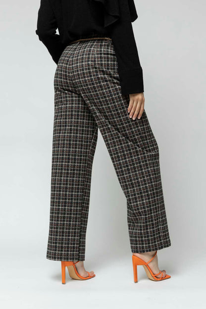 Black Check Wide Leg Pant