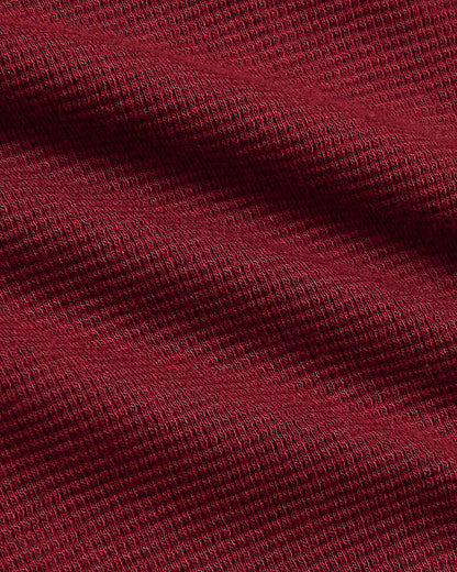 Womens Dark Maroon Waffle Long Sleeve Henley & Waffle Leg Pant 2-Pack