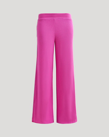 Womens Electric Fuchsia Waffle Wide Leg Pants