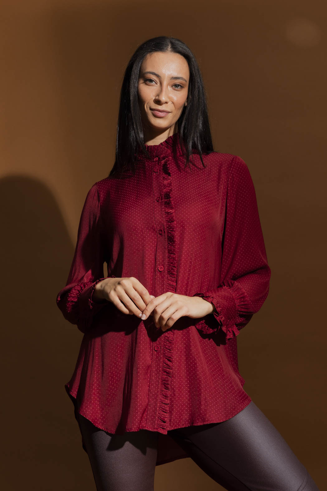 Burgundy Roma Dobby Blouse- Sale