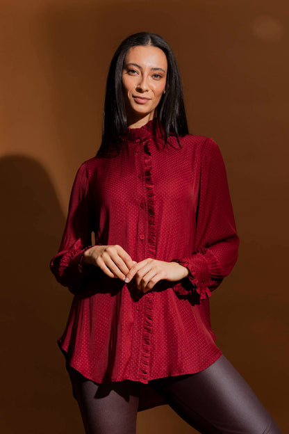 Burgundy Roma Dobby Blouse- Sale