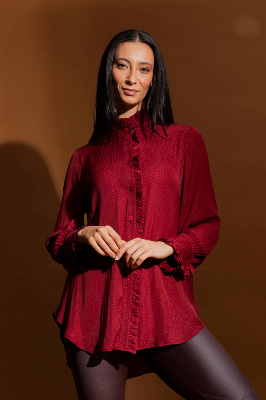 Burgundy Roma Dobby Blouse- Sale
