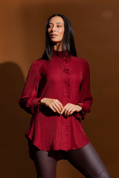 Burgundy Roma Dobby Blouse- Sale