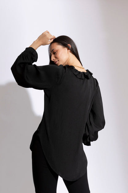 Black Double Frill Blouse