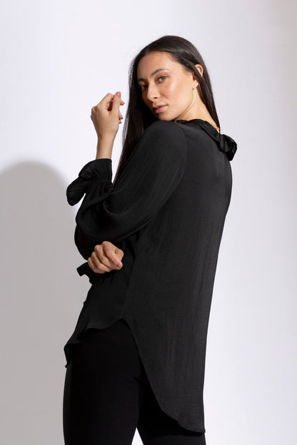Black Double Frill Blouse