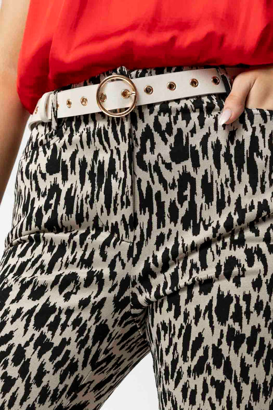 Black Animal Slim Leg Pant