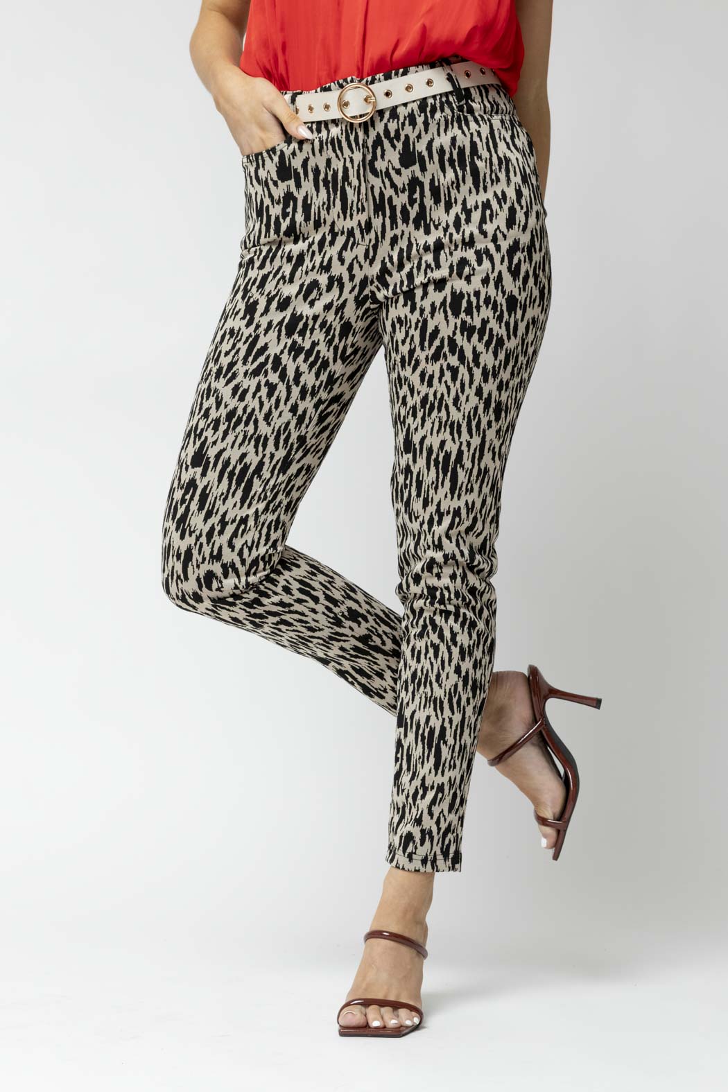 Black Animal Slim Leg Pant