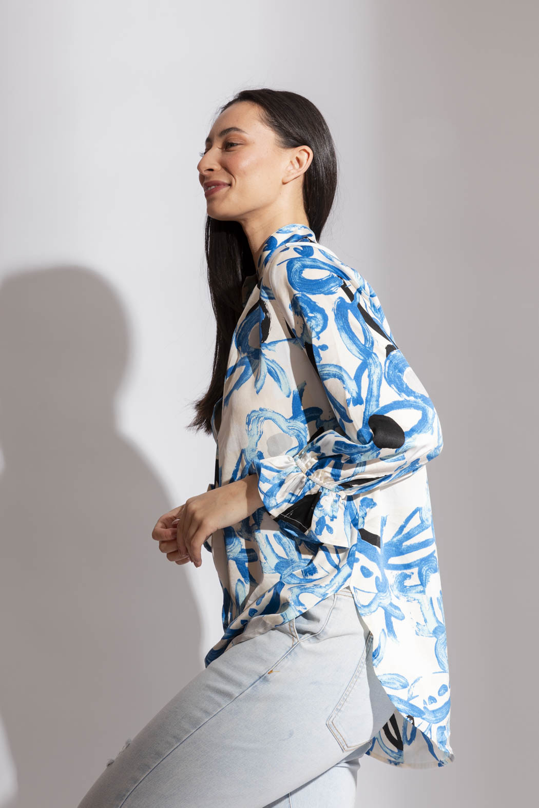 Blue/White Femme Blogger Shirt