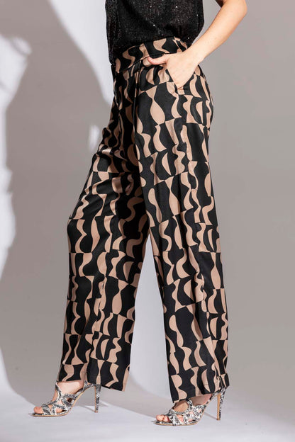 Black/Latte Paperbag Pant