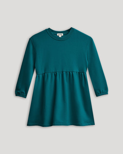 Girls Deep Emerald Long Sleeve Fleece Dress