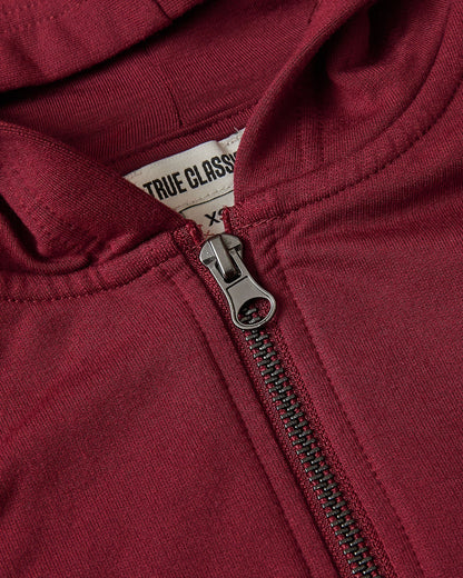 Girls Dark Maroon Cropped Zip Hoodie