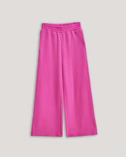 Girls Electric Fuchsia Waffle Wide Leg Pants