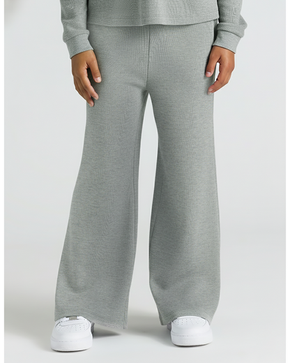 Girls Heather Gray Waffle Long Sleeve Henley & Waffle Leg Pants 2-Pack
