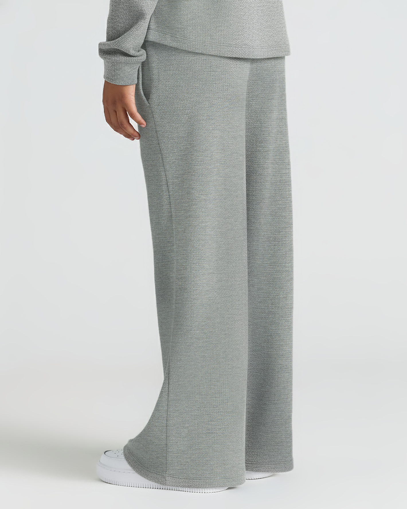 Girls Heather Gray Waffle Long Sleeve Henley & Waffle Leg Pants 2-Pack