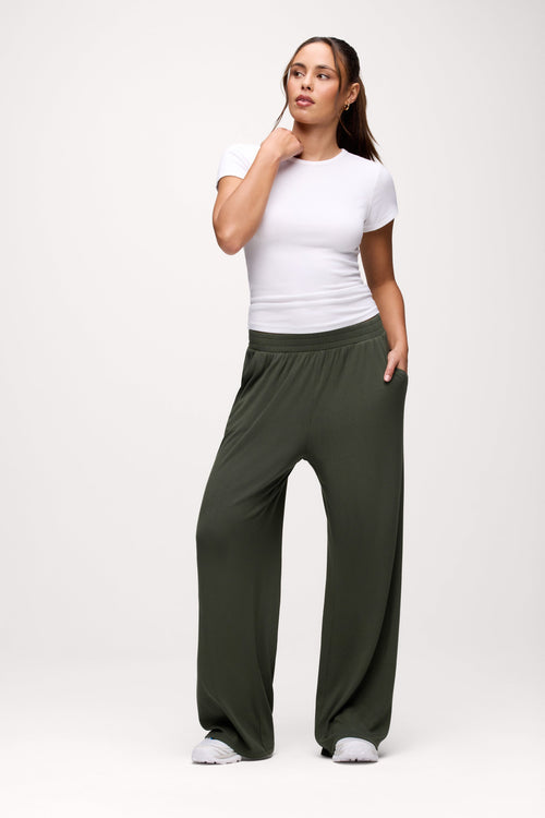 Slinky Rib Lounge Pant | Darkest Olive