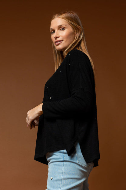 Black Diamante Crew Jumper