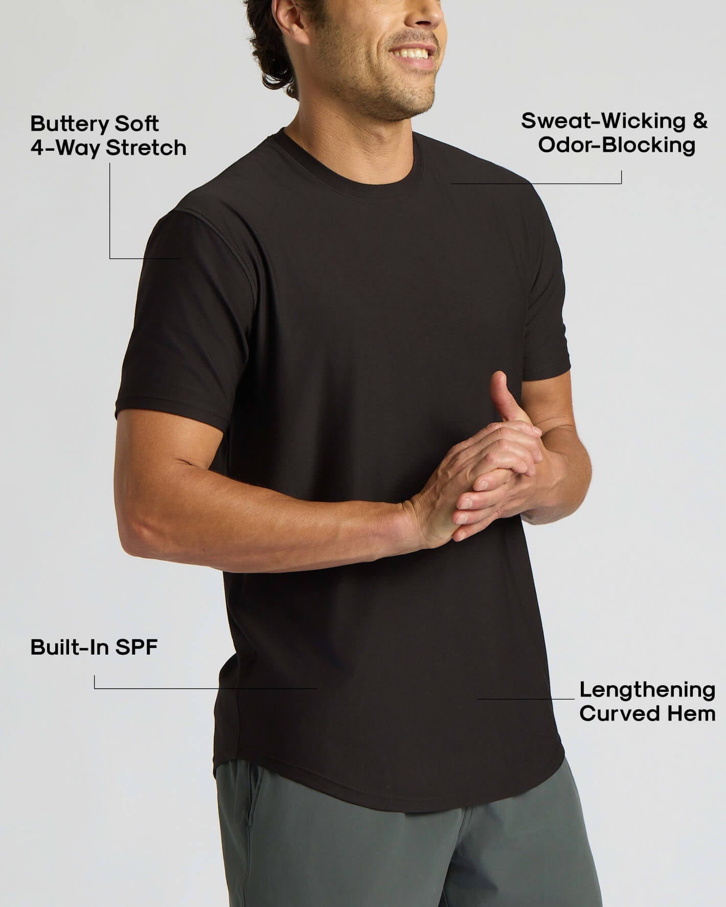 Active Curved Hem Crew 3-Pack