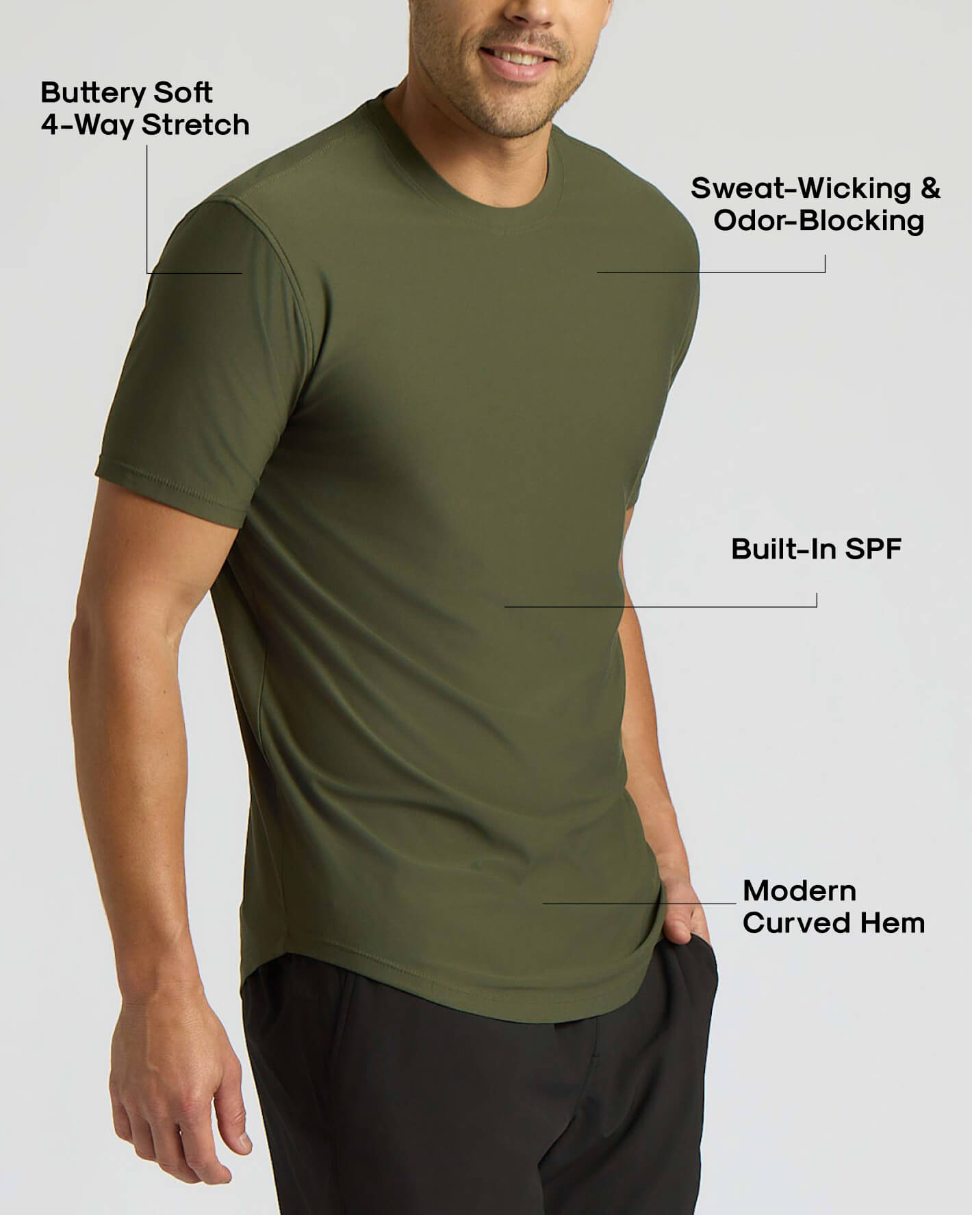 Active Curved Hem Crew 3-Pack