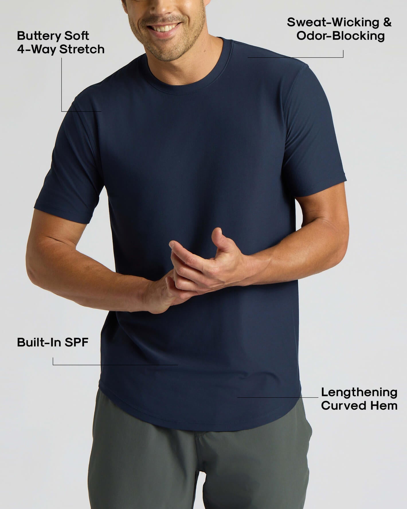Active Curved Hem Crew 3-Pack
