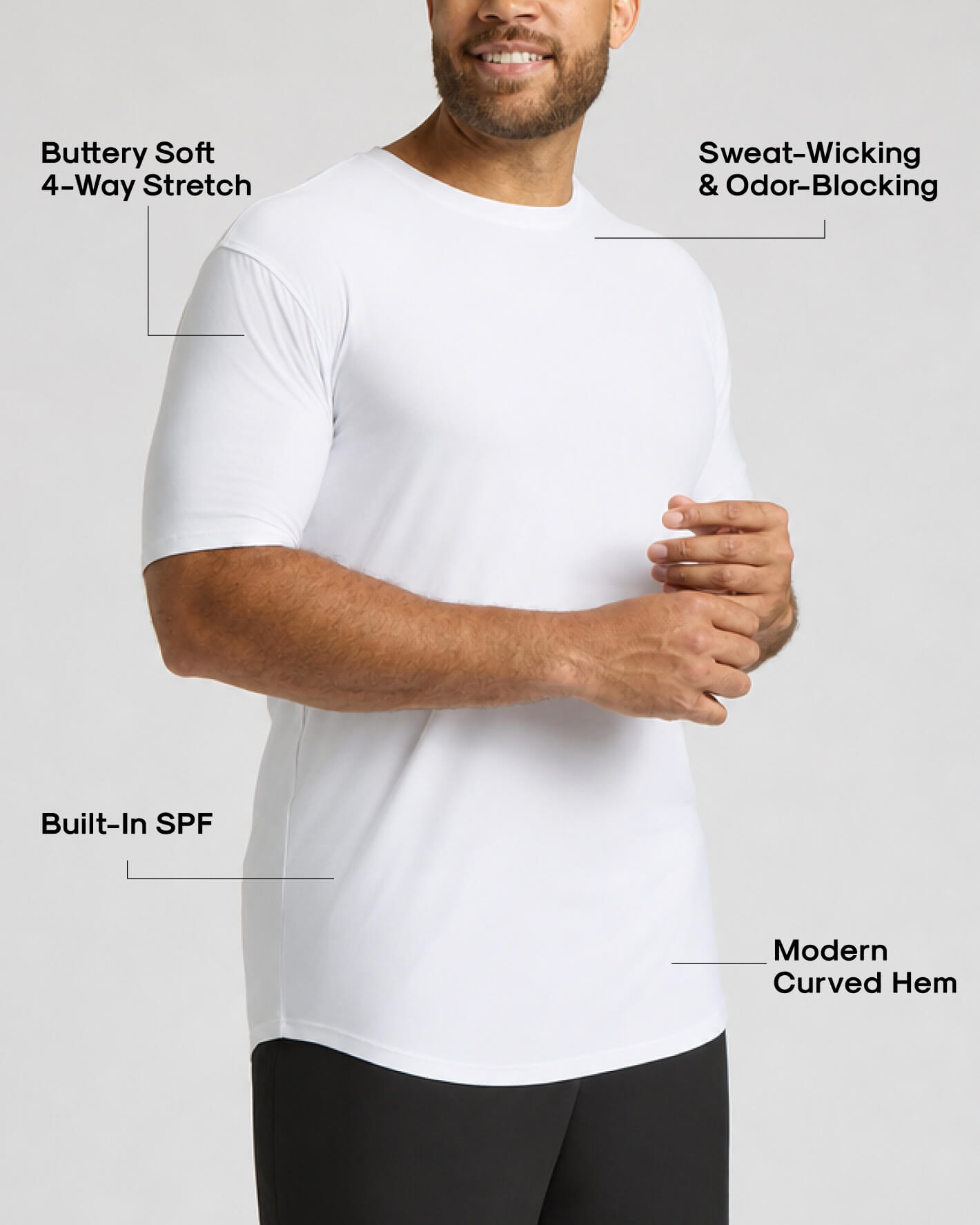 All White Tall Active Curved Hem Crew 6-Pack