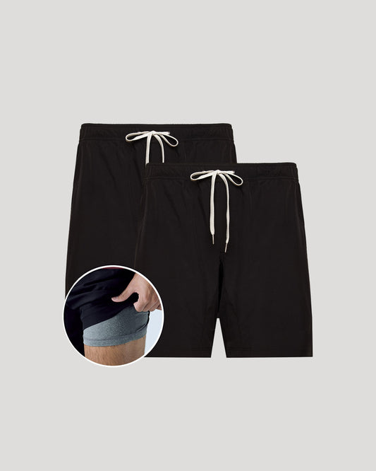 9" All Black Active Quick Dry Shorts 2-Pack