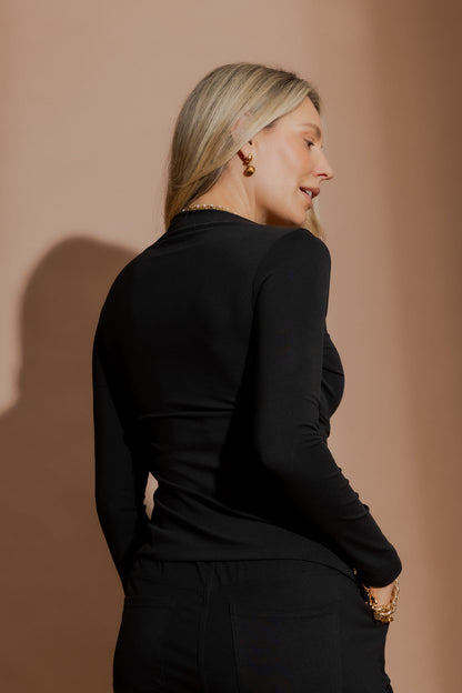 Black Tencel Splice Top