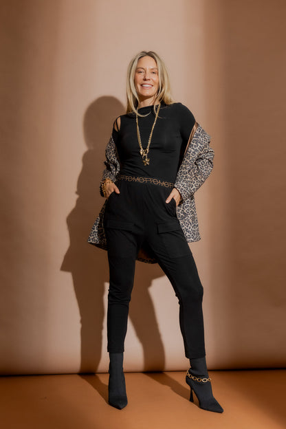 Black Tencel Splice Top