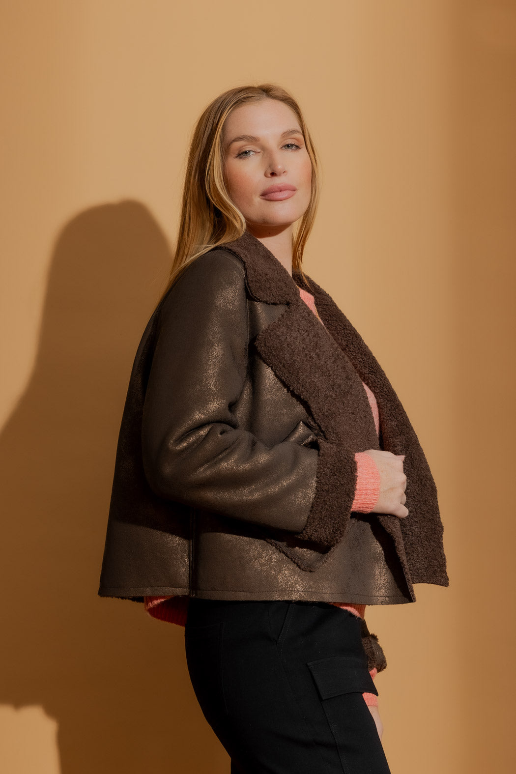 Brown Shearling Reversible Jacket