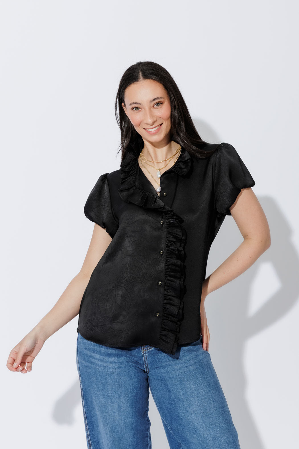 Black Ruffle Blouse