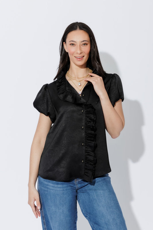 Black Ruffle Blouse