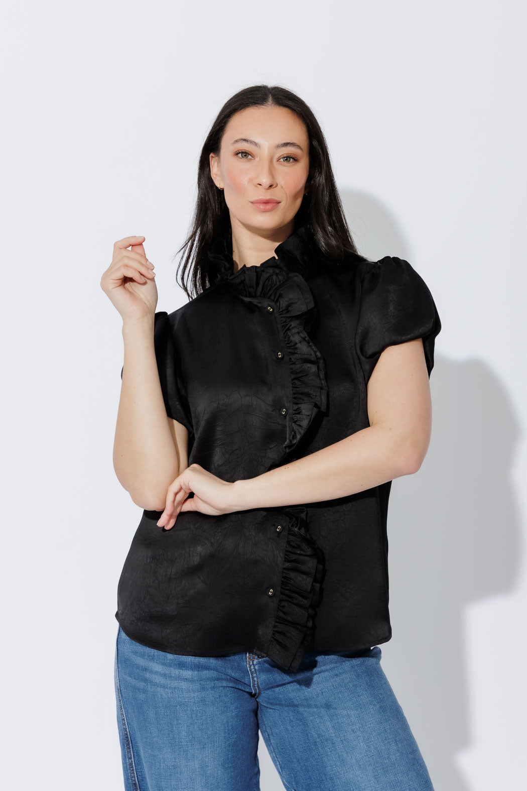 Black Ruffle Blouse