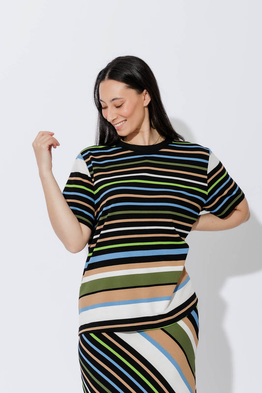 Blue/Green Stripe Boxy T-Shirt