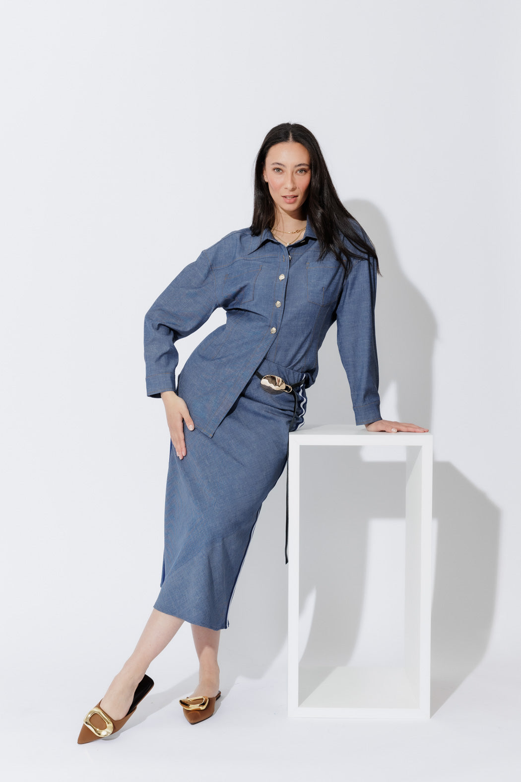 Chambray Sport Bias Skirt
