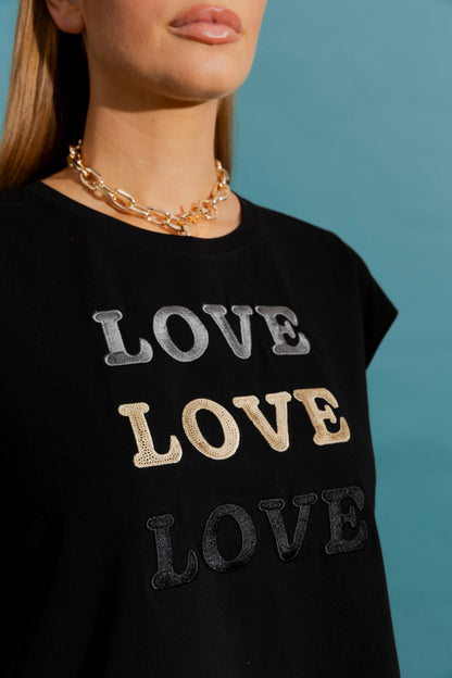 Black Love Love Love T-Shirt