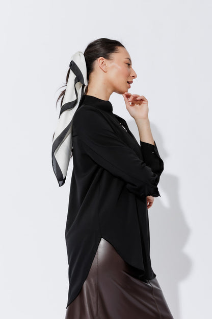 Black Luxury Longline Milan Blogger Shirt