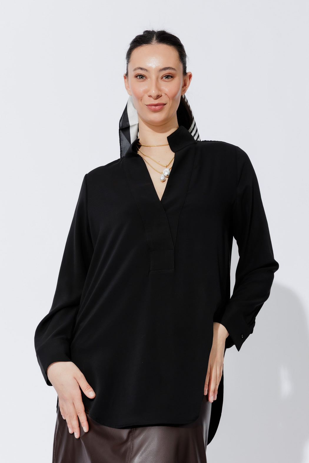 Black Luxury Longline Blogger Shirt