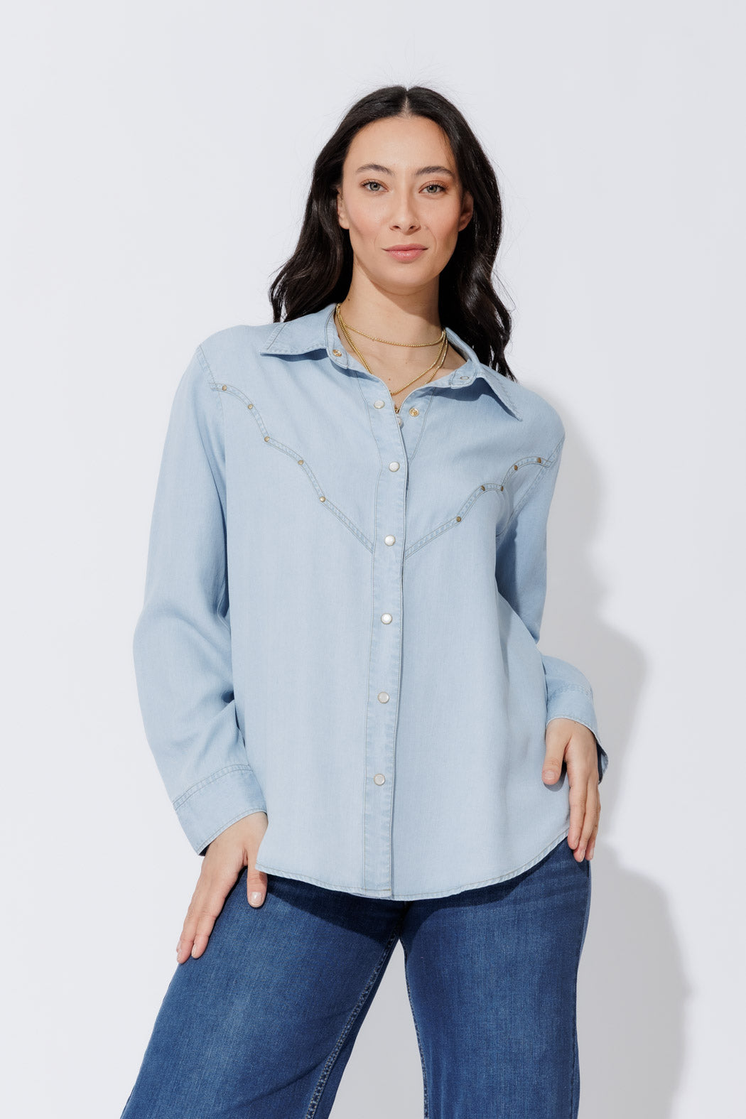 Chambray Cowboy Stud Shirt