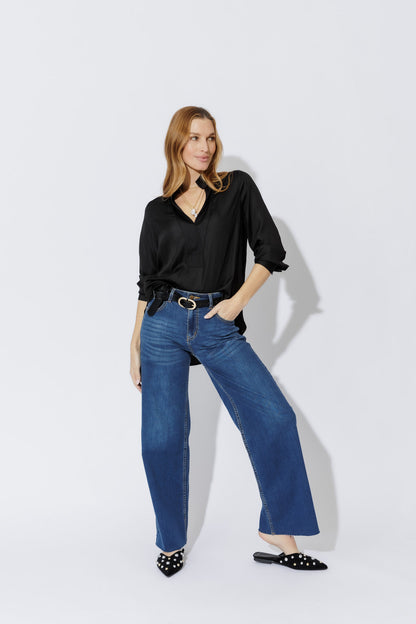 Black Luxury Longline Blogger Shirt