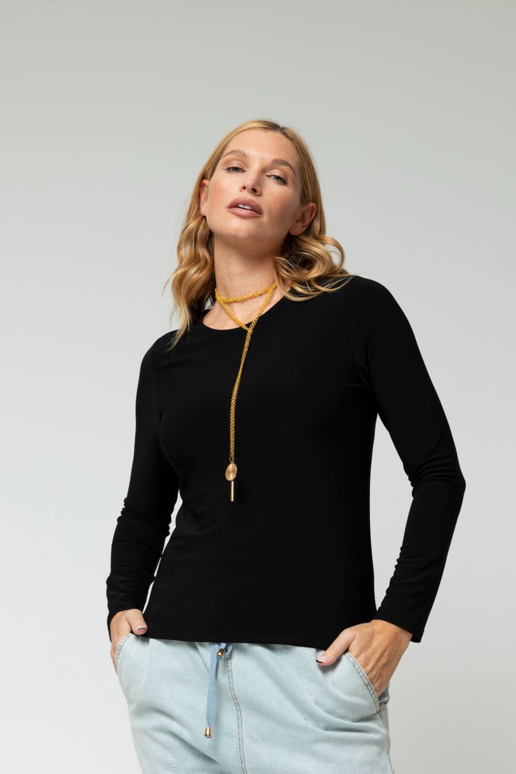 Black Long Sleeve Contour Top