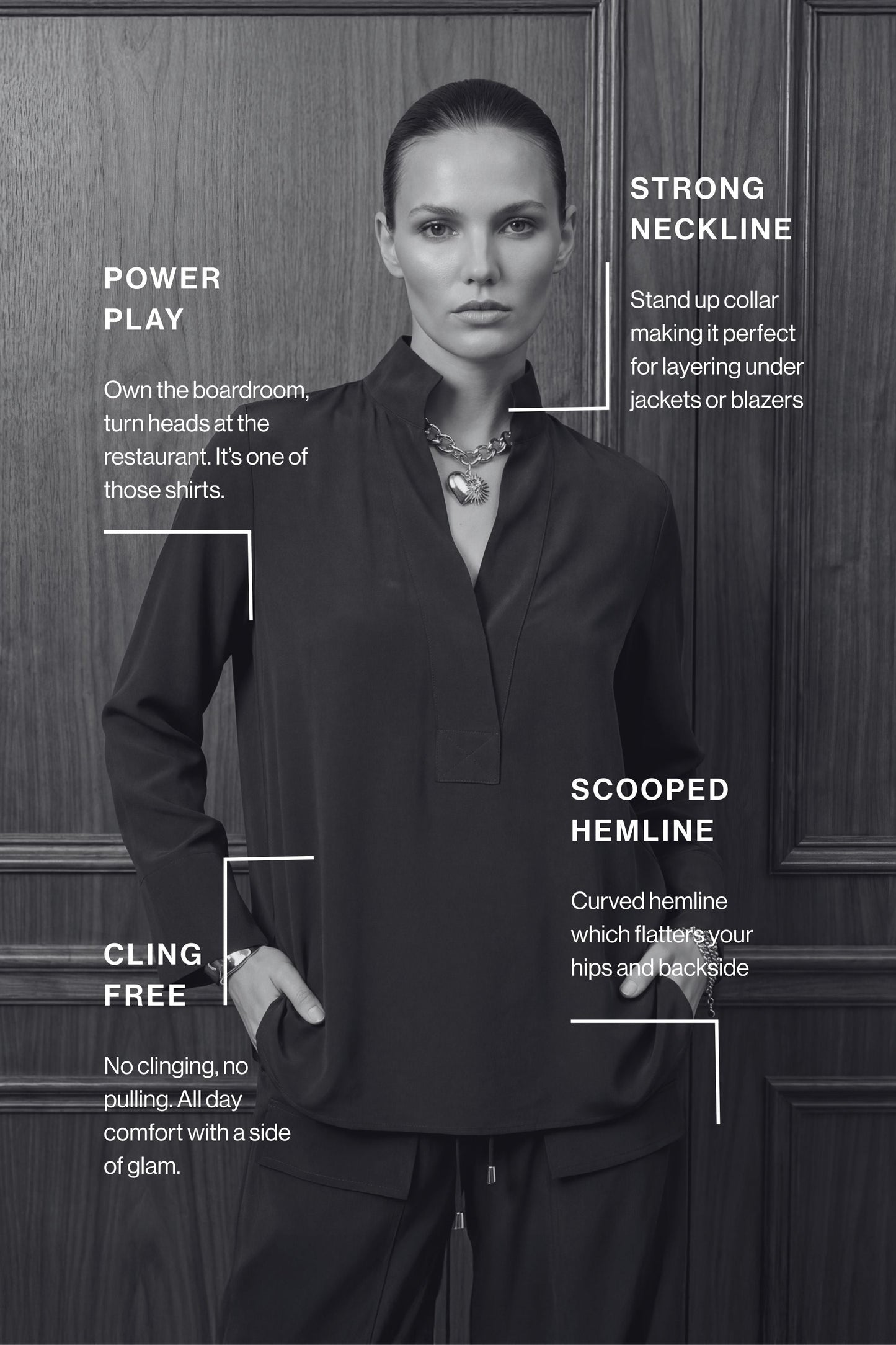 Black Luxury Longline Blogger Shirt
