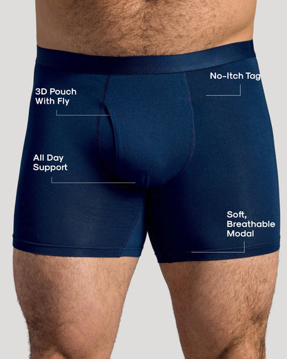 Navy Boxer Briefs W/ Fly 6-Pack 2025