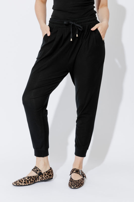 Black Tencel Slouch Pants