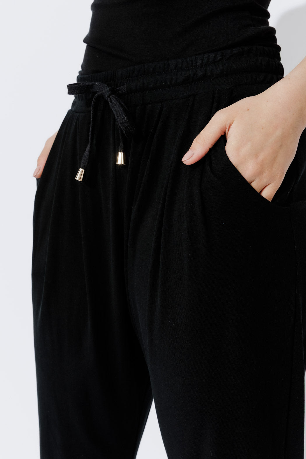 Black Tencel Slouch Pants